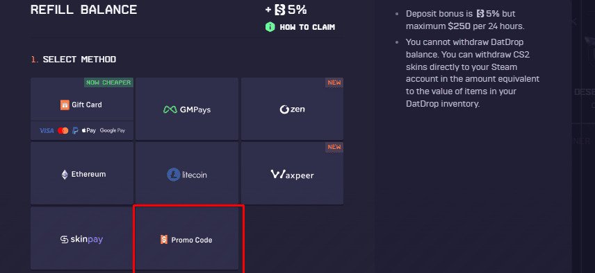 código promocional datdrop